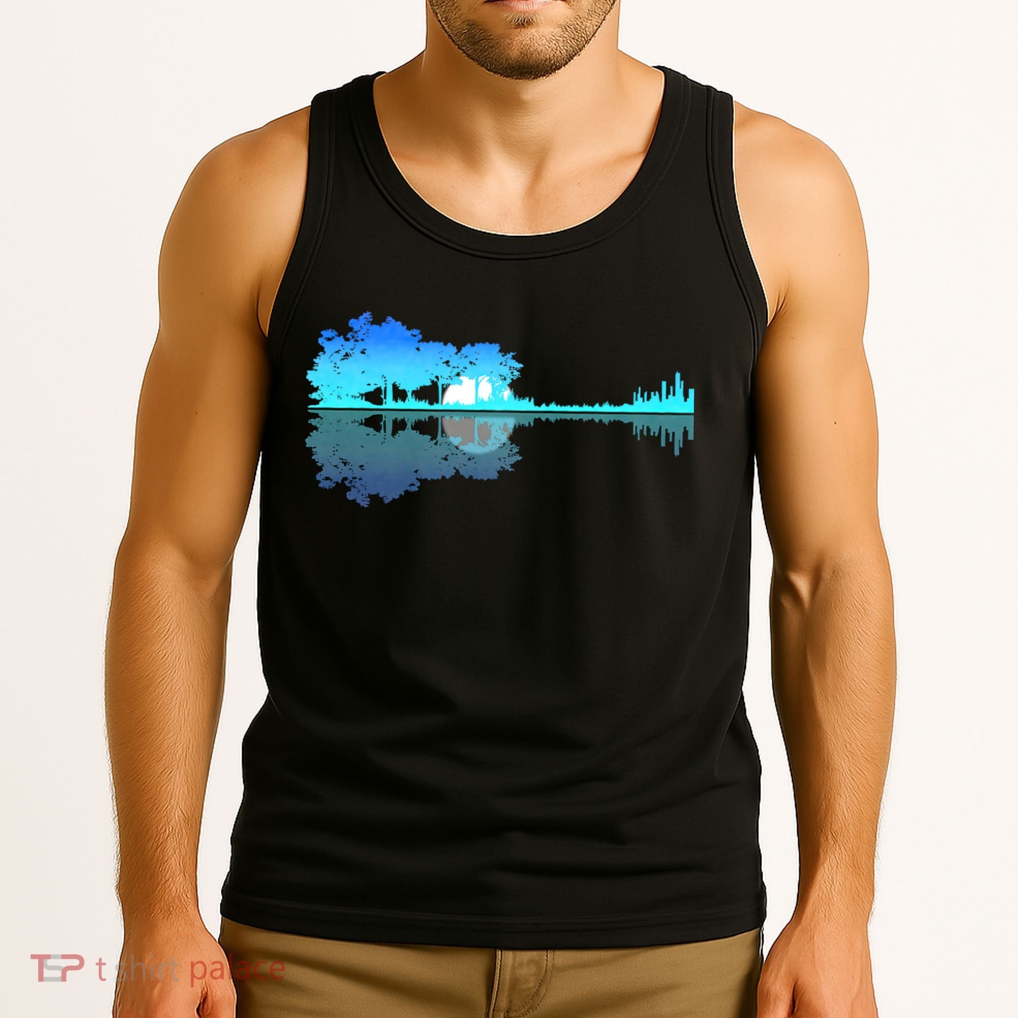 Guitar Lake Shadow Love Guitar Musician Tank Top