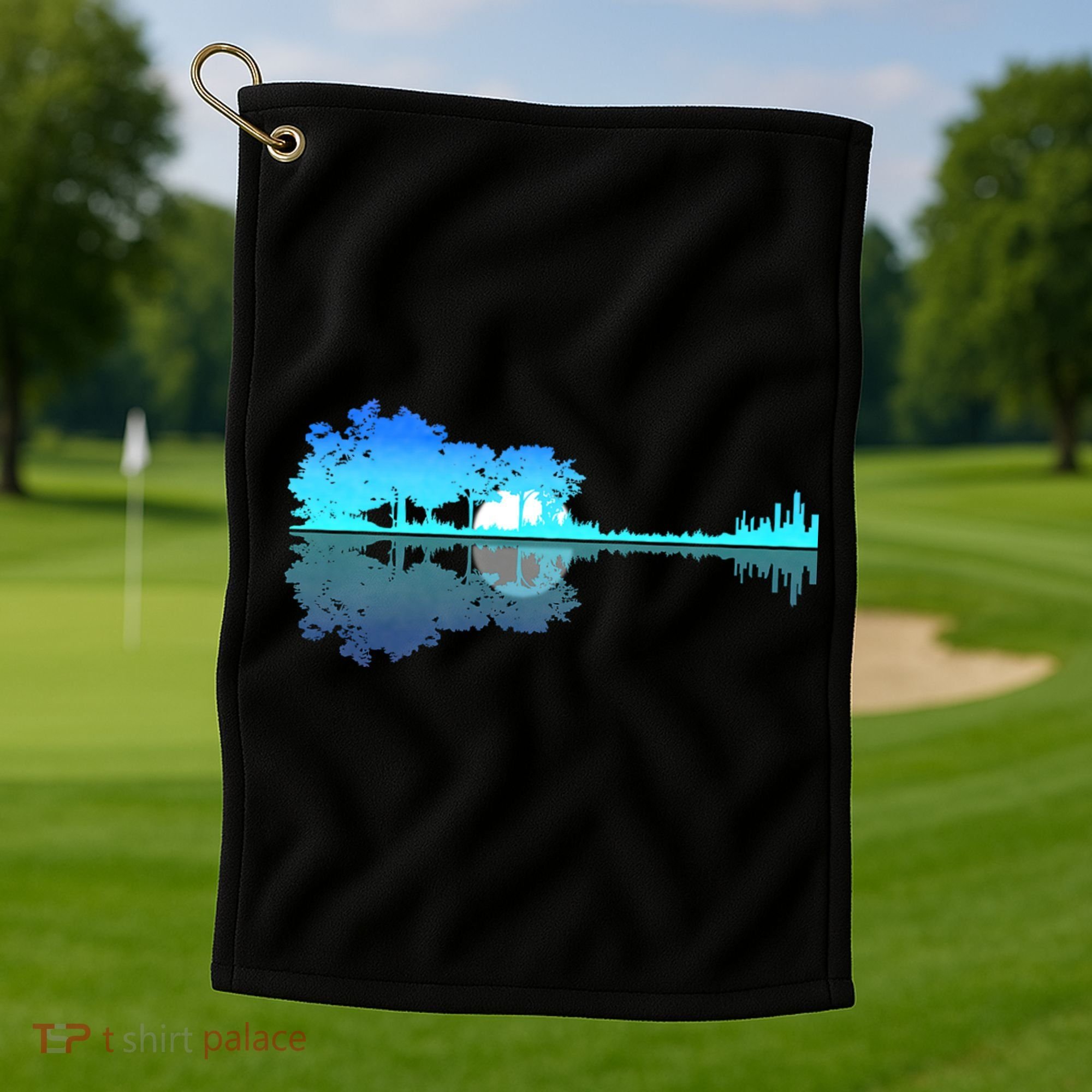 Guitar Lake Shadow Love Guitar Musician Golf Towel
