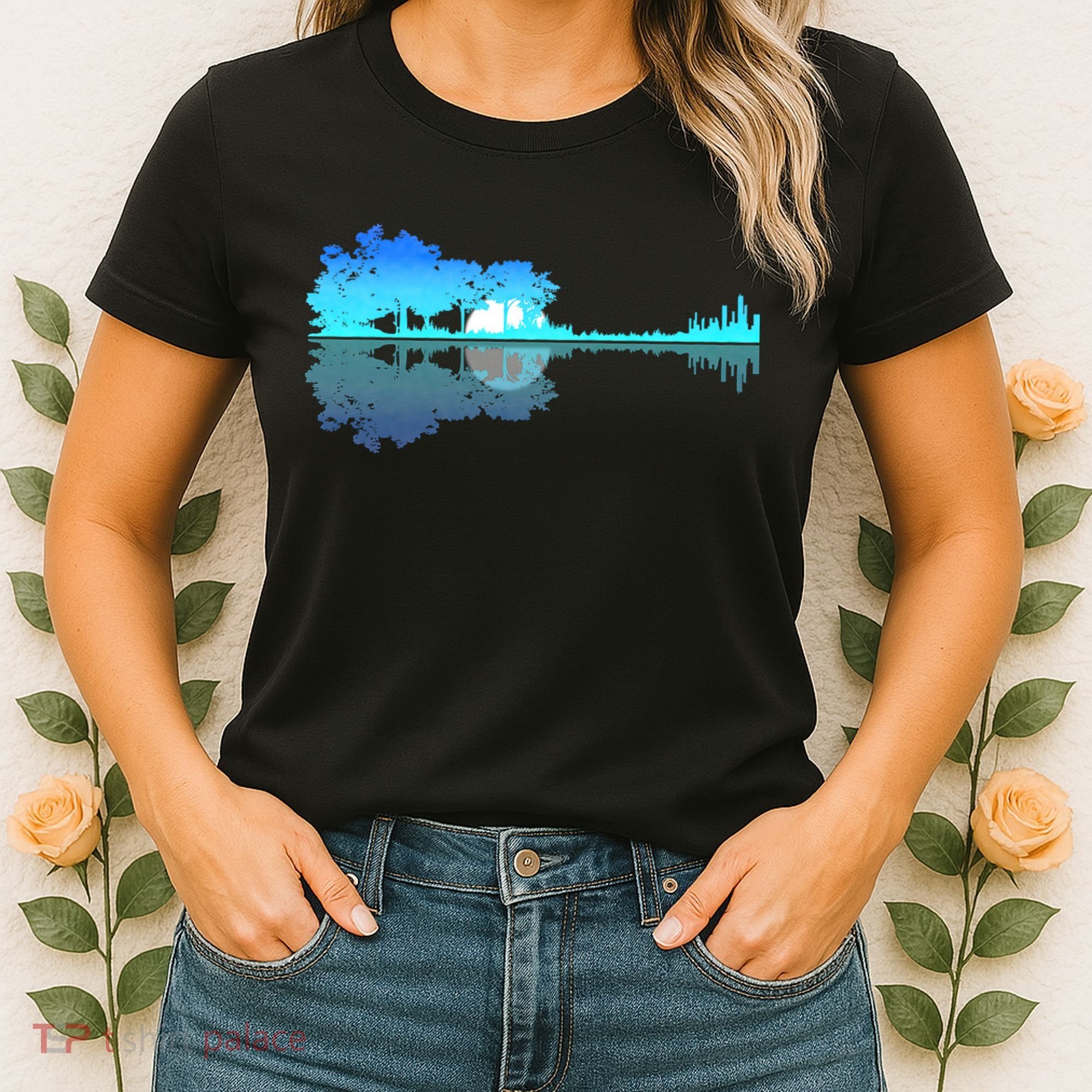 Guitar Lake Shadow Love Guitar Musician Women's T-Shirt