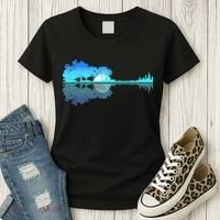Guitar Lake Shadow Love Guitar Musician Women's T-Shirt thumb 3