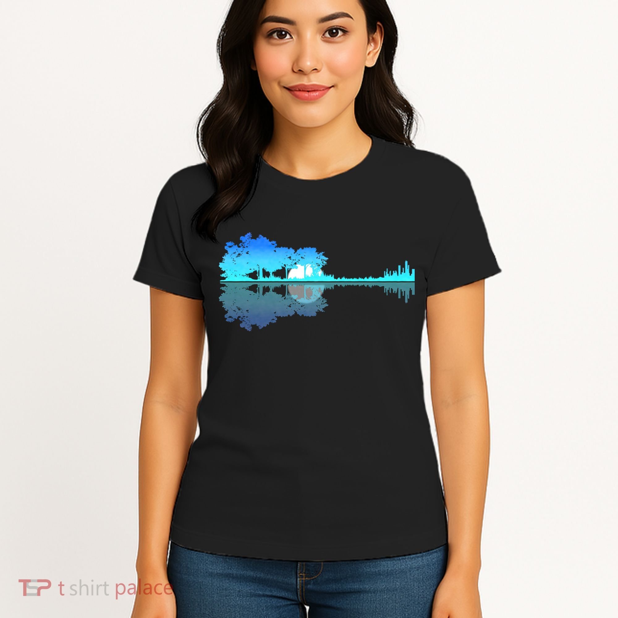 Guitar Lake Shadow Love Guitar Musician Women's T-Shirt