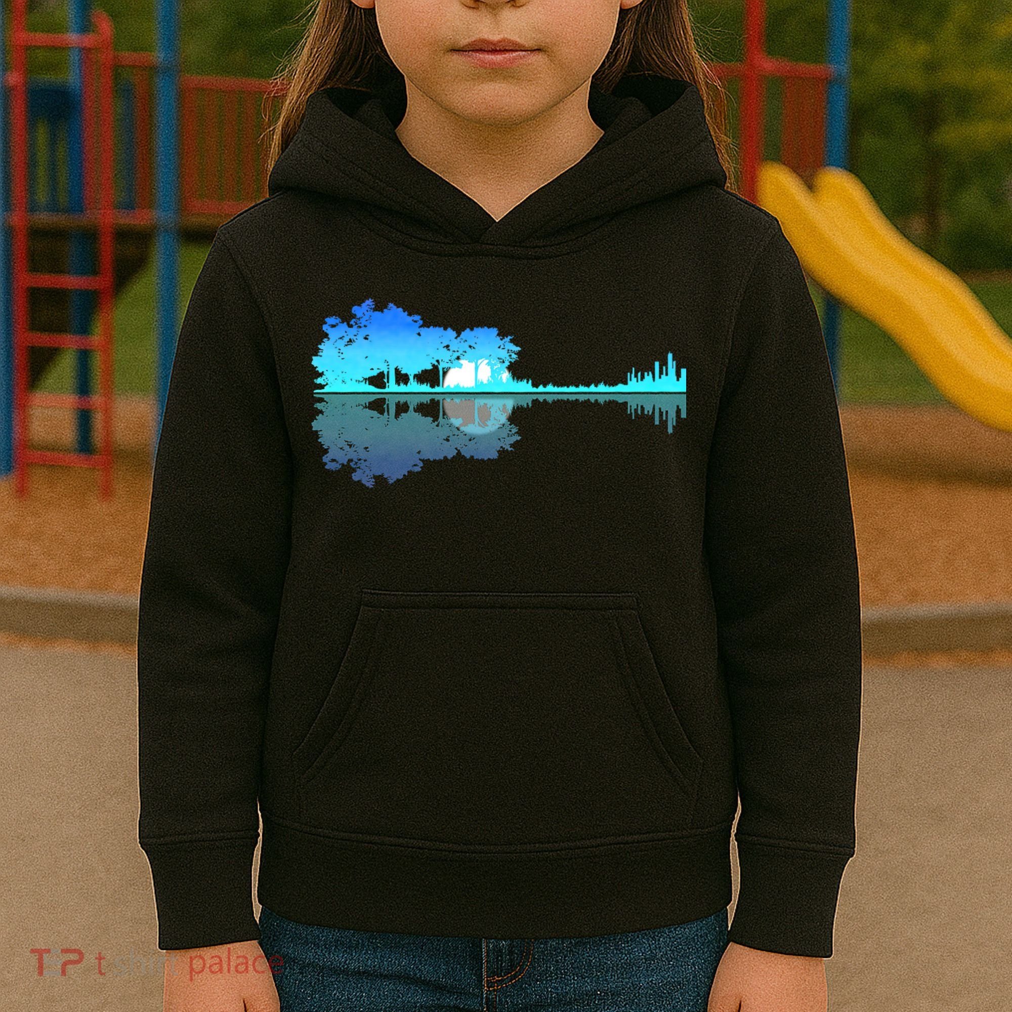Guitar Lake Shadow Love Guitar Musician Kids Hoodie