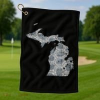 Great Lakes Shaped Women Summer Petoskey Stone Michigan Golf Towel thumb 1