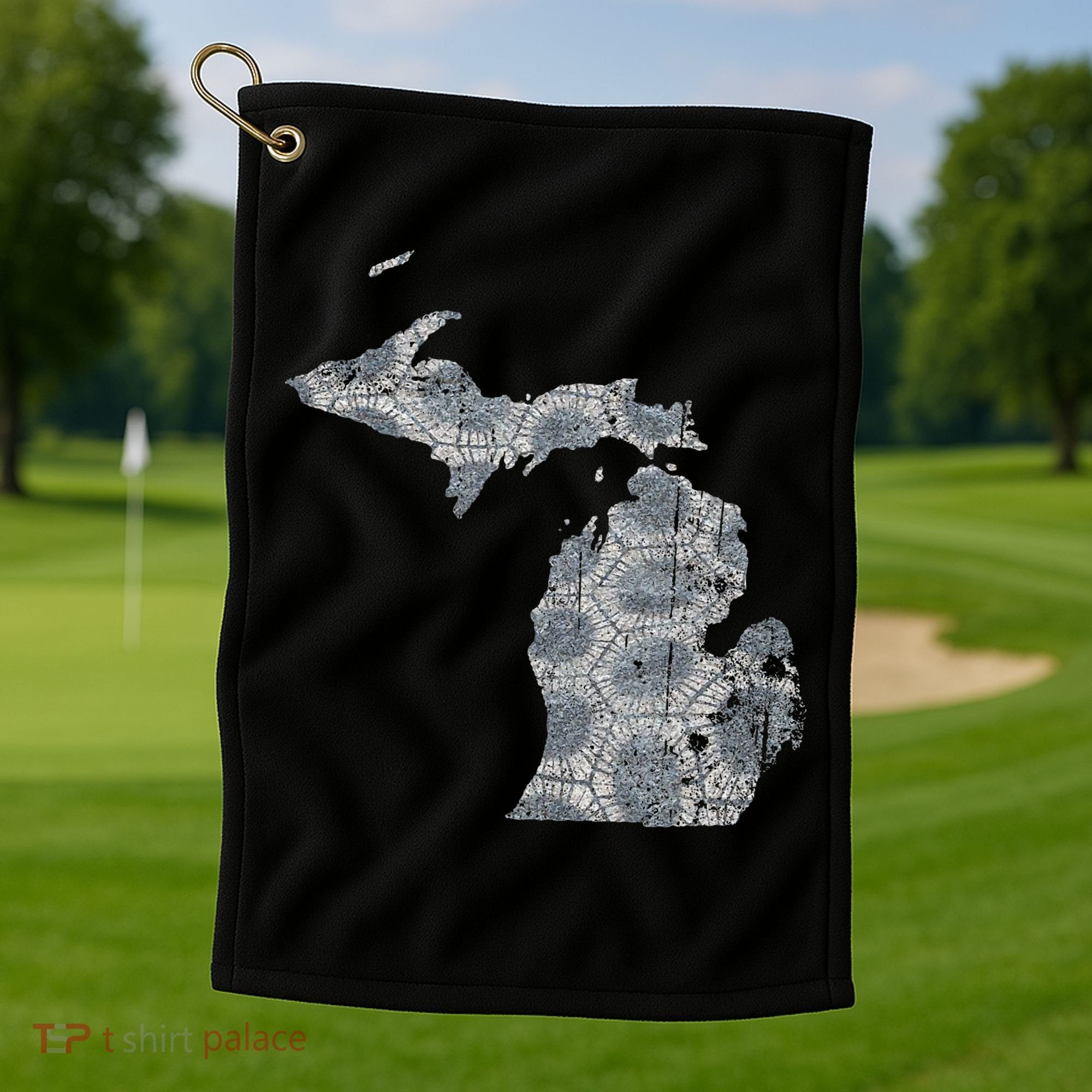 Great Lakes Shaped Women Summer Petoskey Stone Michigan Golf Towel