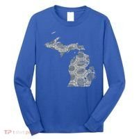Great Lakes Shaped Women Summer Petoskey Stone Michigan Long Sleeve Shirt thumb 0