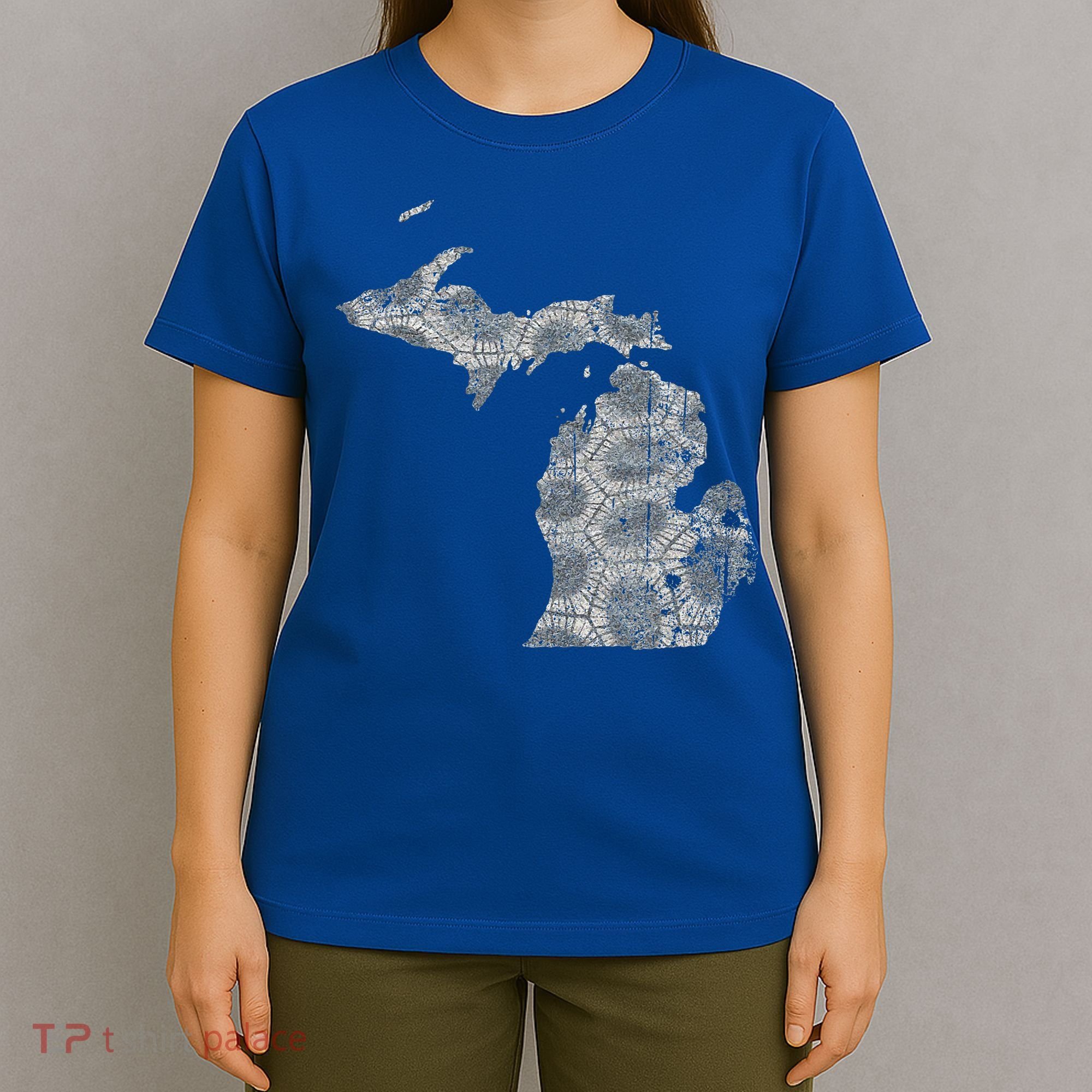 Great Lakes Shaped Women Summer Petoskey Stone Michigan T-Shirt