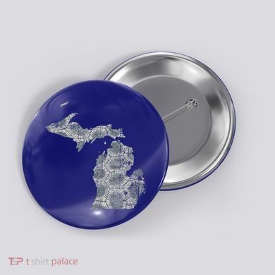 Great Lakes Shaped Women Summer Petoskey Stone Michigan Button