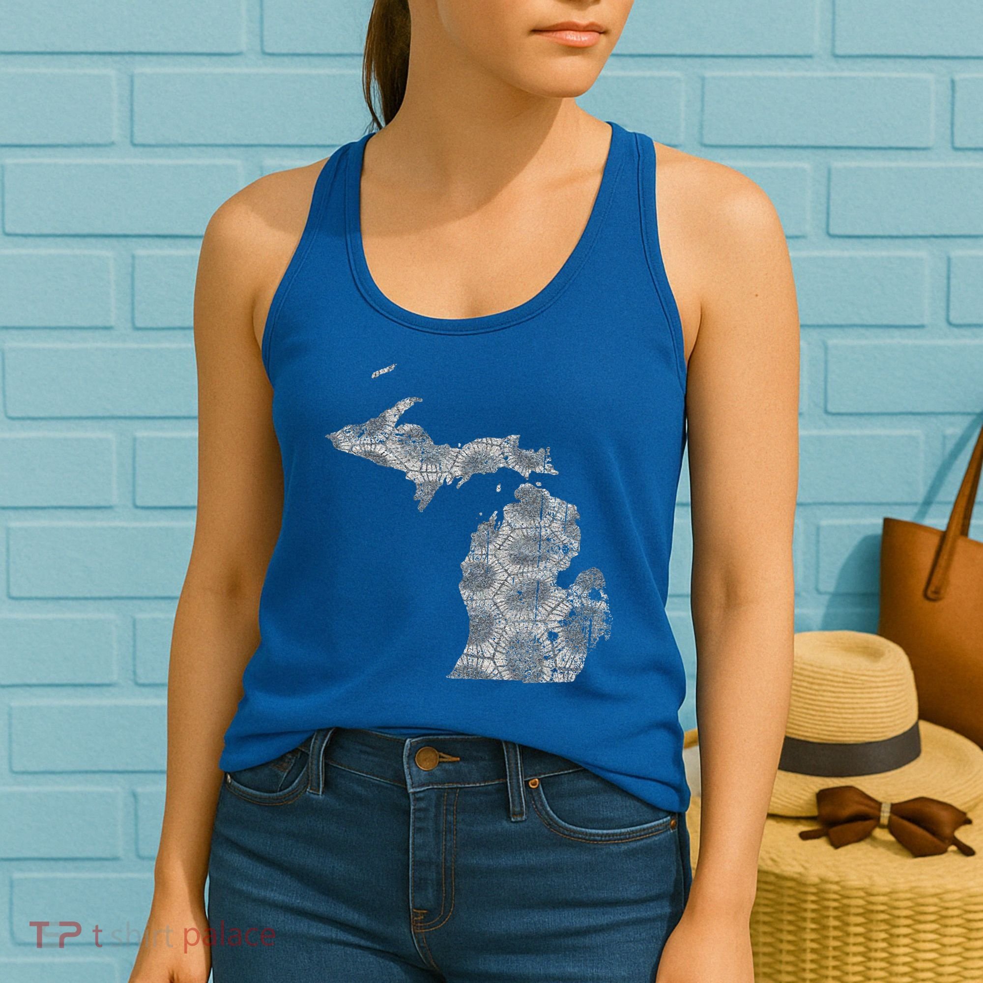 Great Lakes Shaped Women Summer Petoskey Stone Michigan Women's Tank Top