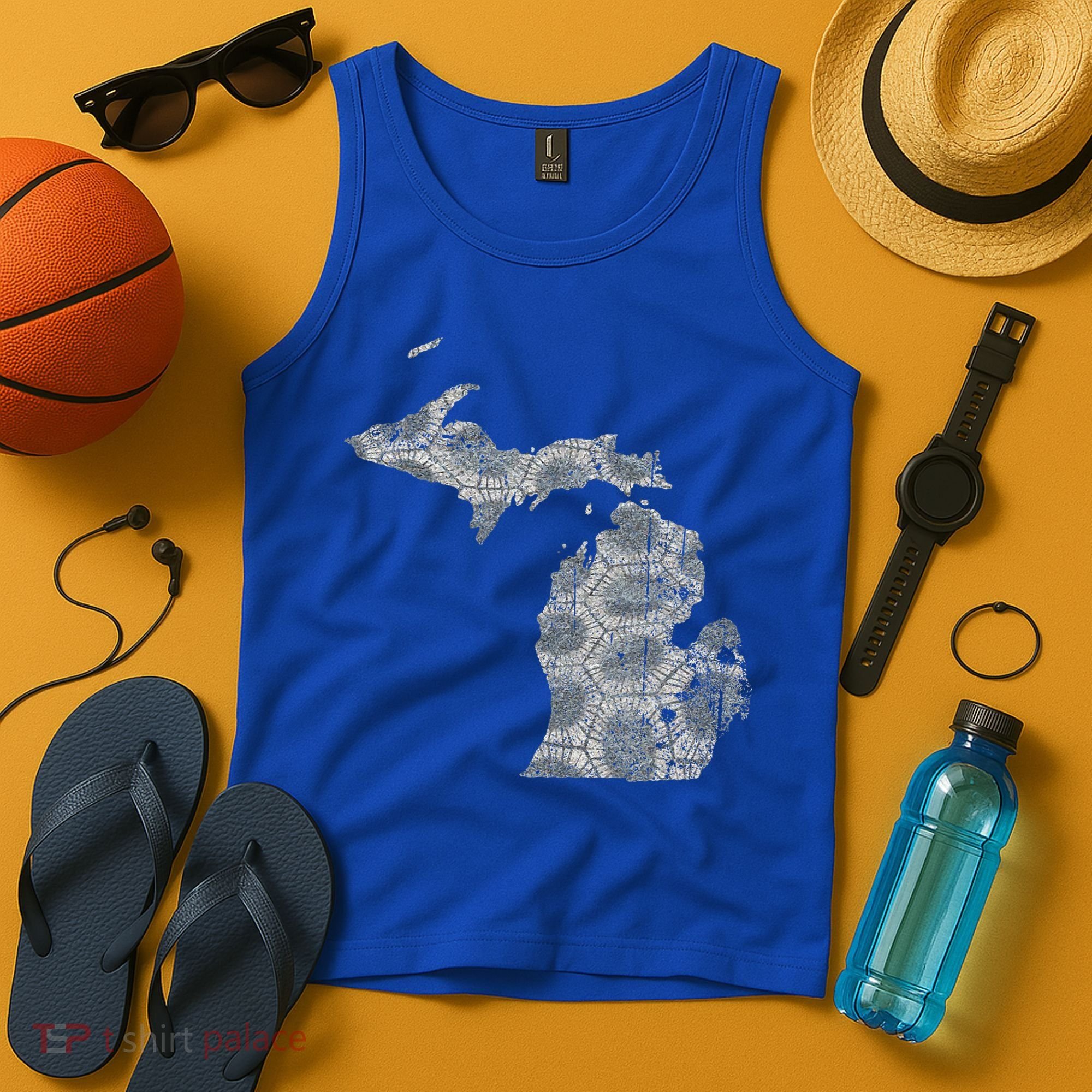 Great Lakes Shaped Women Summer Petoskey Stone Michigan Tank Top