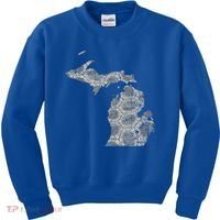 Great Lakes Shaped Women Summer Petoskey Stone Michigan Kids Sweatshirt thumb 0