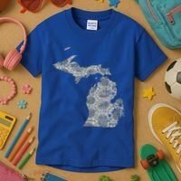 Great Lakes Shaped Women Summer Petoskey Stone Michigan Kids T-Shirt thumb 3