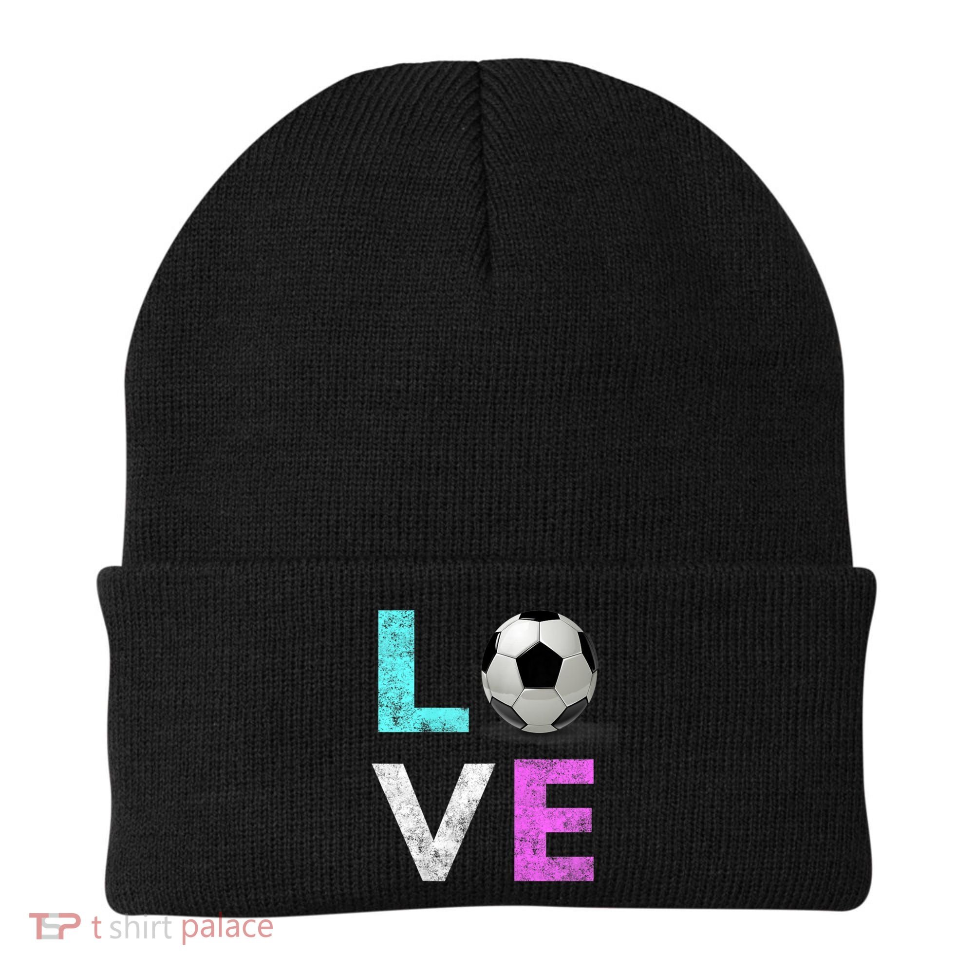 Girls Love Soccer Best Fun Birthday Gift Beanie