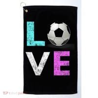 Girls Love Soccer Best Fun Birthday Gift Golf Towel thumb 0