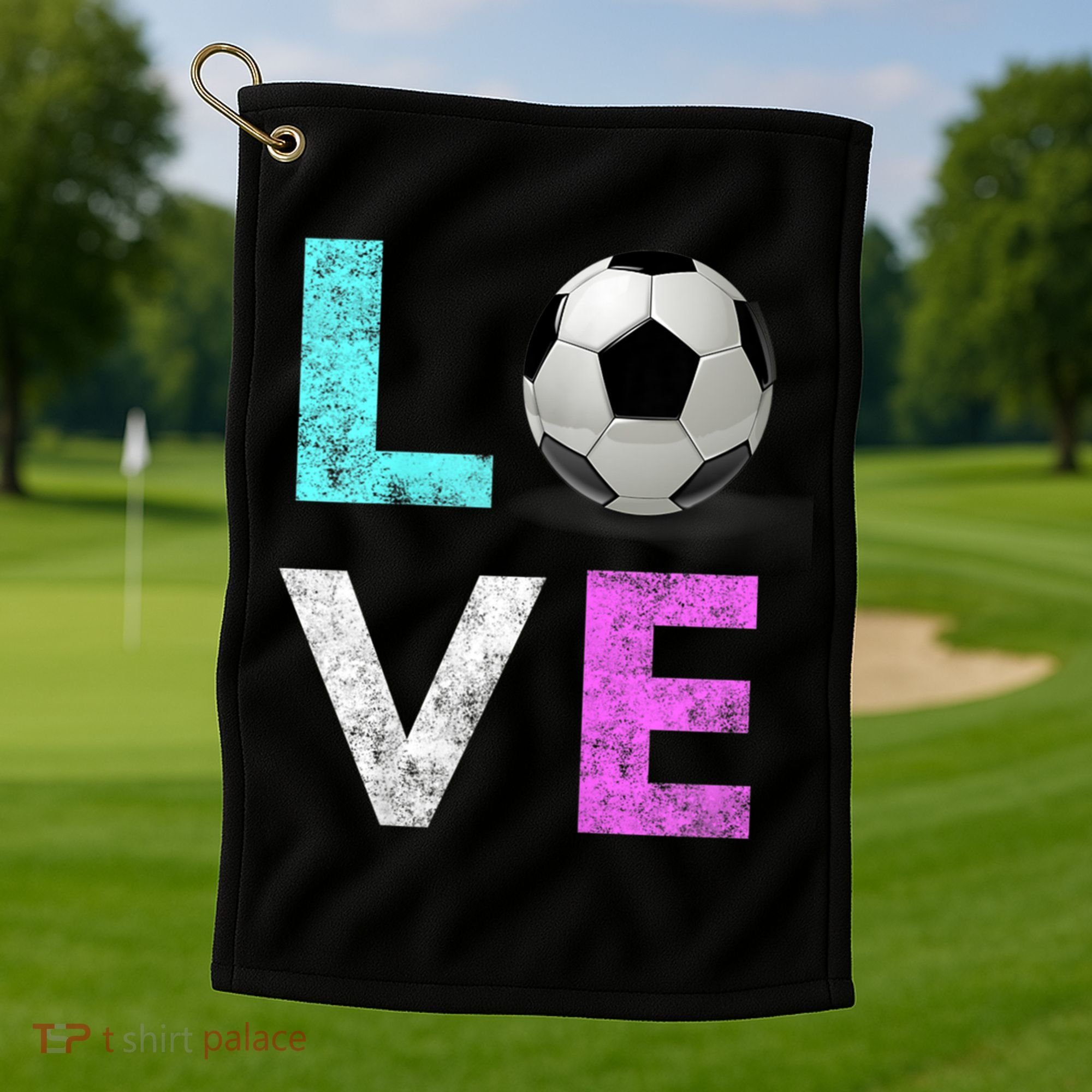 Girls Love Soccer Best Fun Birthday Gift Golf Towel