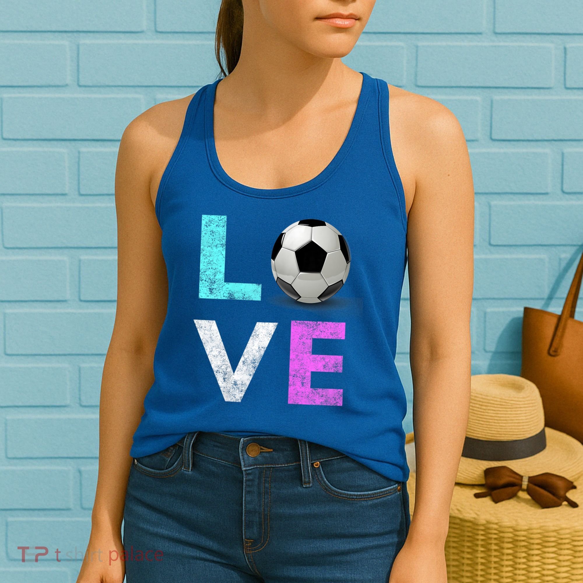 Girls Love Soccer Best Fun Birthday Gift Women's Tank Top