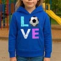 Girls Love Soccer Best Fun Birthday Gift Kids Hoodie thumb 3