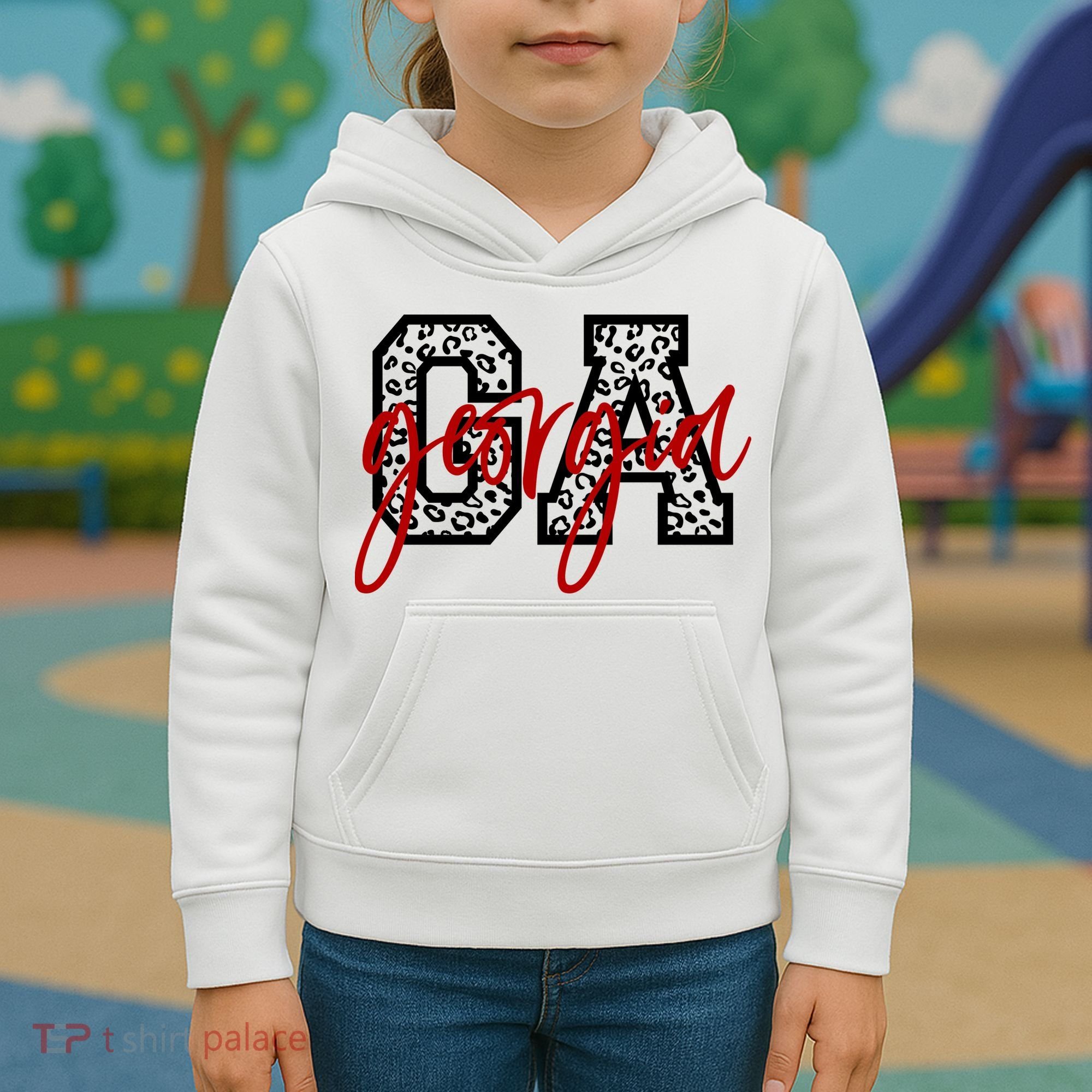 Georgia Leopard State Logo Kids Hoodie