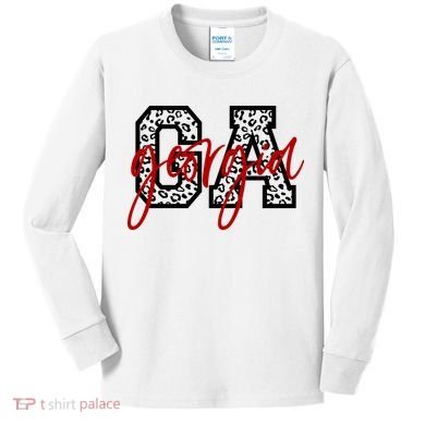 Georgia Leopard State Logo Kids Long Sleeve Shirt
