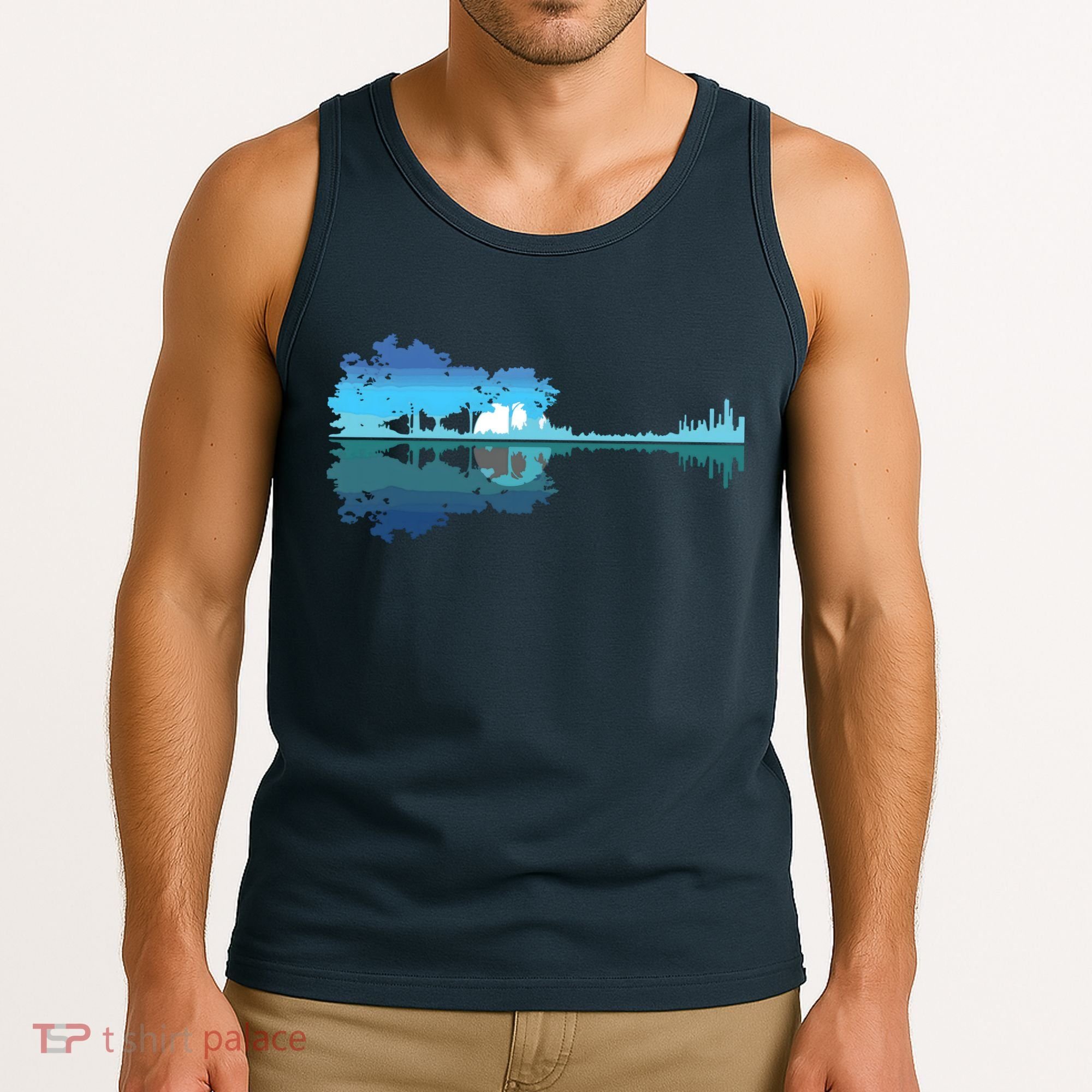 Guitar Lake Shadow Love Guitar Musician Tank Top