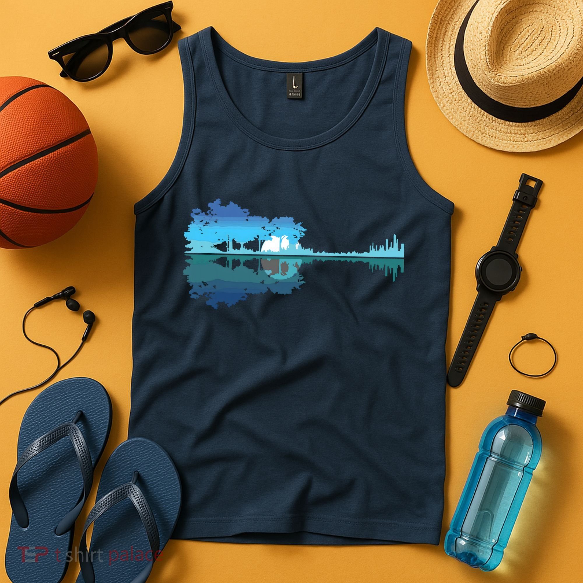 Guitar Lake Shadow Love Guitar Musician Tank Top