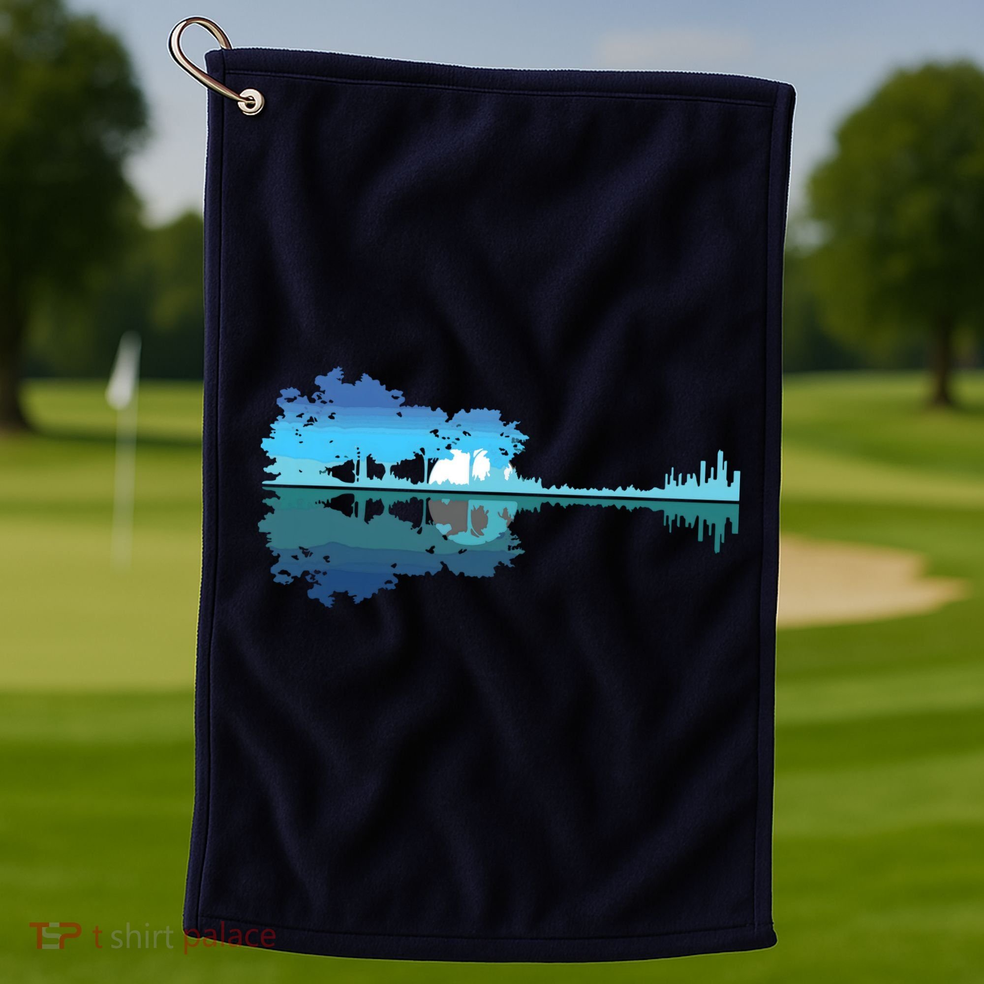 Guitar Lake Shadow Love Guitar Musician Golf Towel