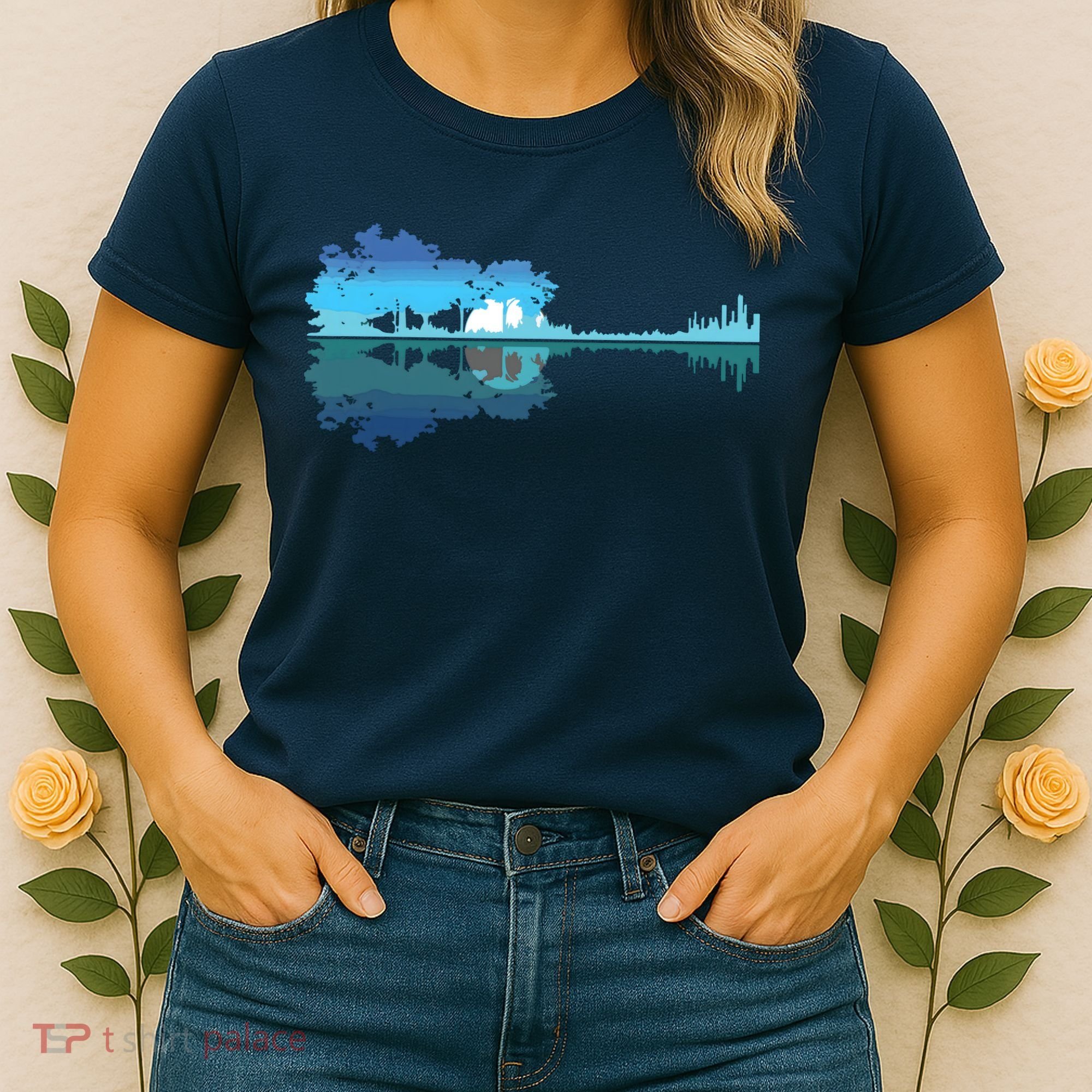 Guitar Lake Shadow Love Guitar Musician Women's T-Shirt