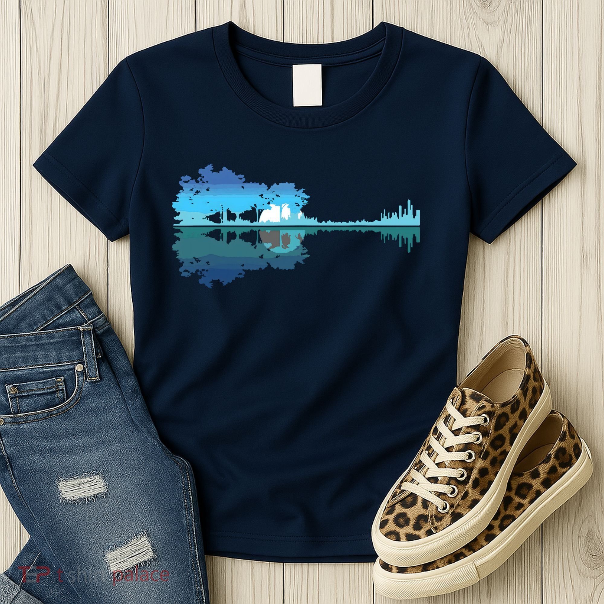Guitar Lake Shadow Love Guitar Musician Women's T-Shirt