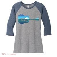 Guitar Lake Shadow Love Guitar Musician Women's Tri-Blend 3/4-Sleeve Raglan Shirt thumb 0