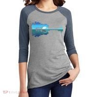 Guitar Lake Shadow Love Guitar Musician Women's Tri-Blend 3/4-Sleeve Raglan Shirt thumb 2