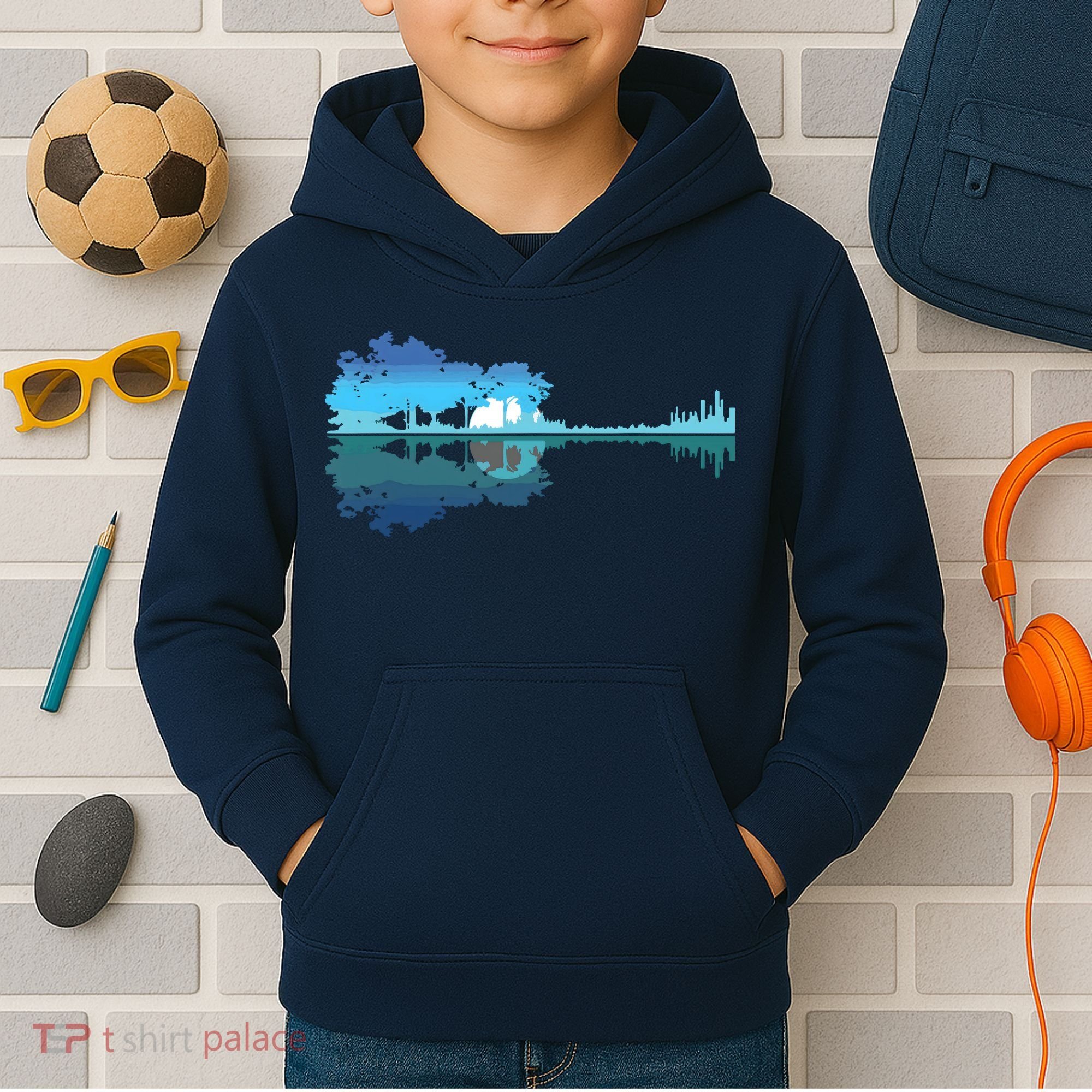 Guitar Lake Shadow Love Guitar Musician Kids Hoodie