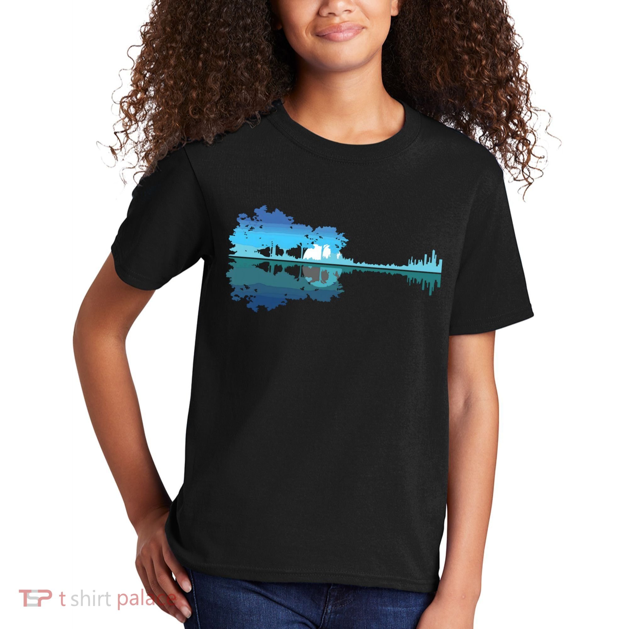Guitar Lake Shadow Love Guitar Musician Kids T-Shirt