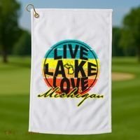 Great Lake Upper Peninsula Michigan Up North Golf Towel thumb 1