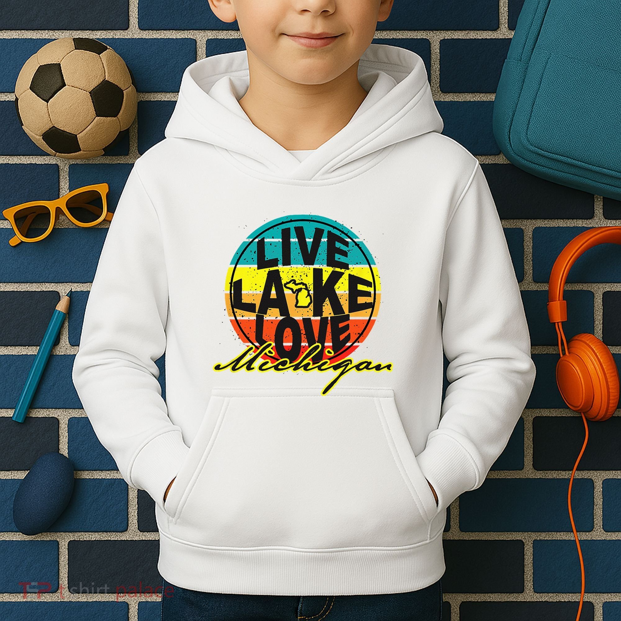 Great Lake Upper Peninsula Michigan Up North Kids Hoodie