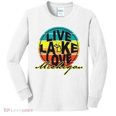 Great Lake Upper Peninsula Michigan Up North Kids Long Sleeve Shirt