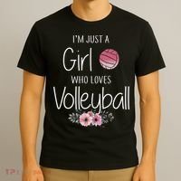 Girls Love Volleyball Best Fun Birthday Gift T-Shirt thumb 3