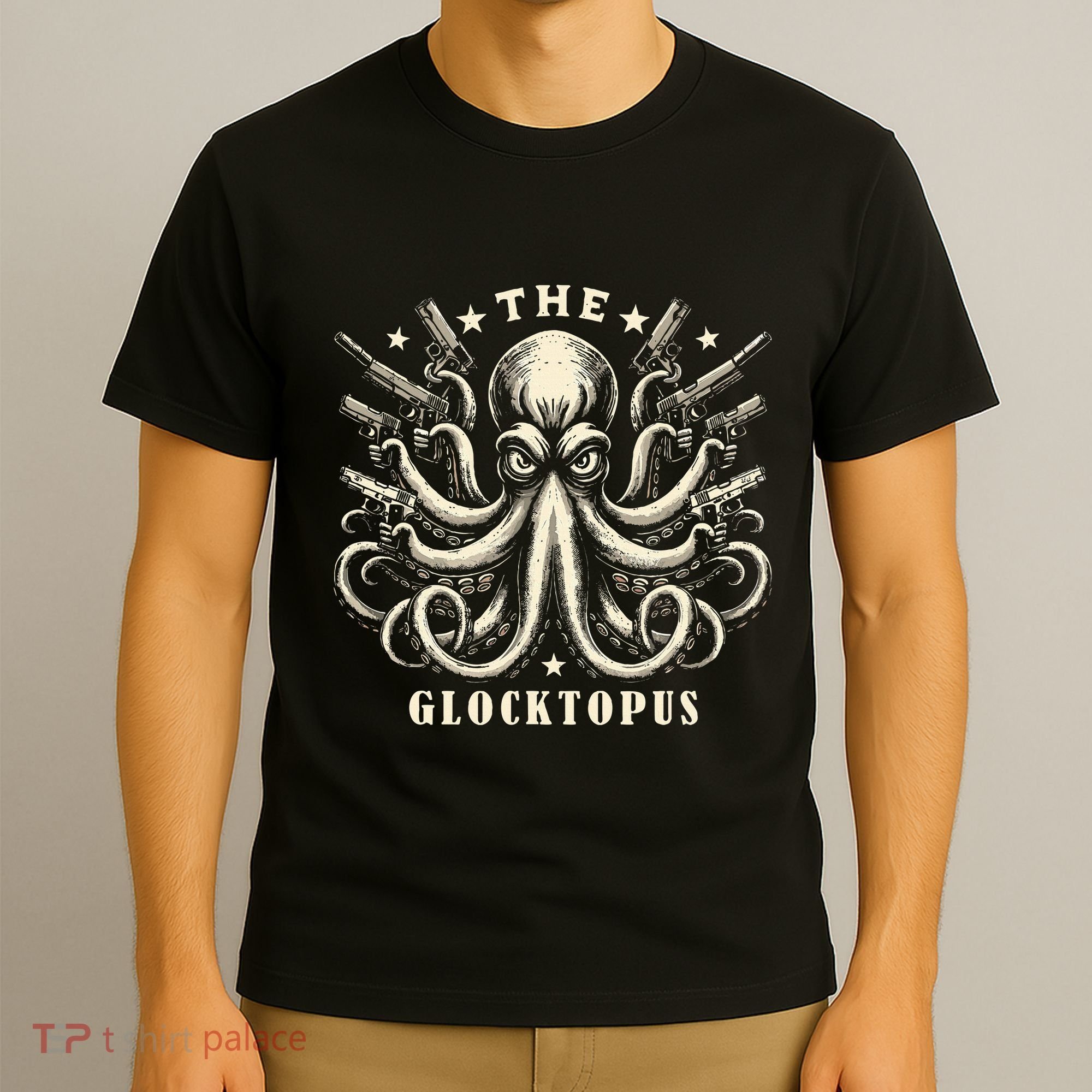 Gun Lover Vintage Squid Octopus T-Shirt