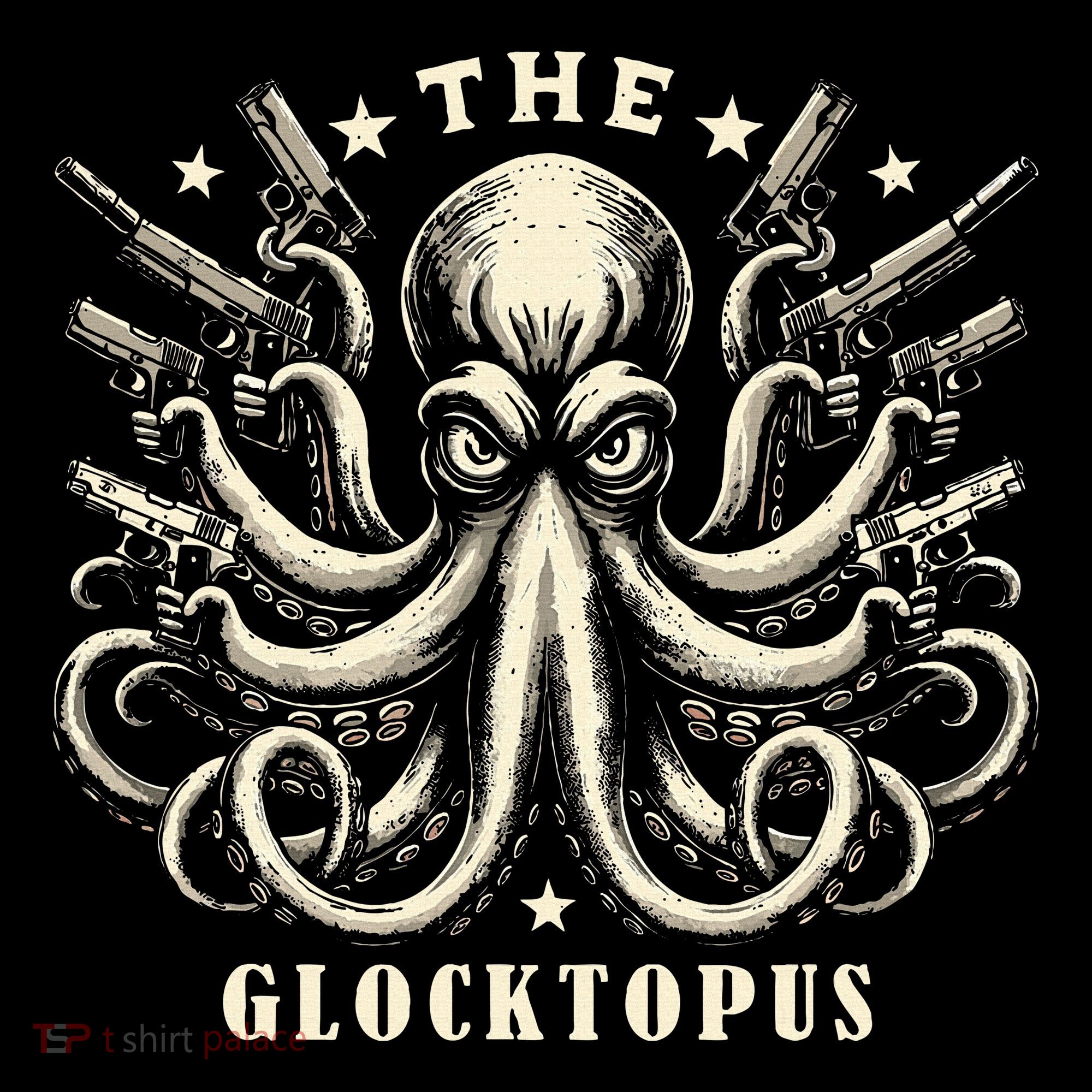 Gun Lover Vintage Squid Octopus T-Shirt