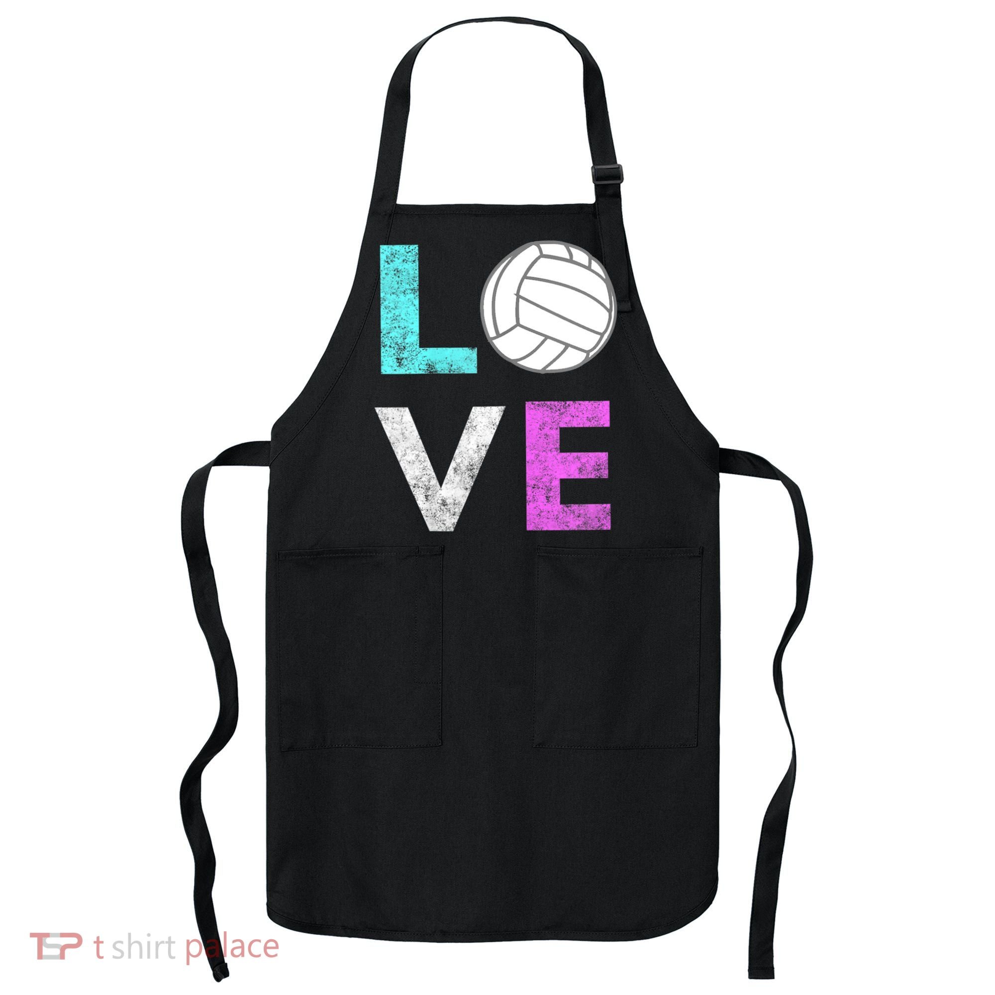 Girls Love Volleyball Best Fun Birthday Gift TShirt Apron