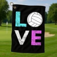 Girls Love Volleyball Best Fun Birthday Gift TShirt Golf Towel thumb 1