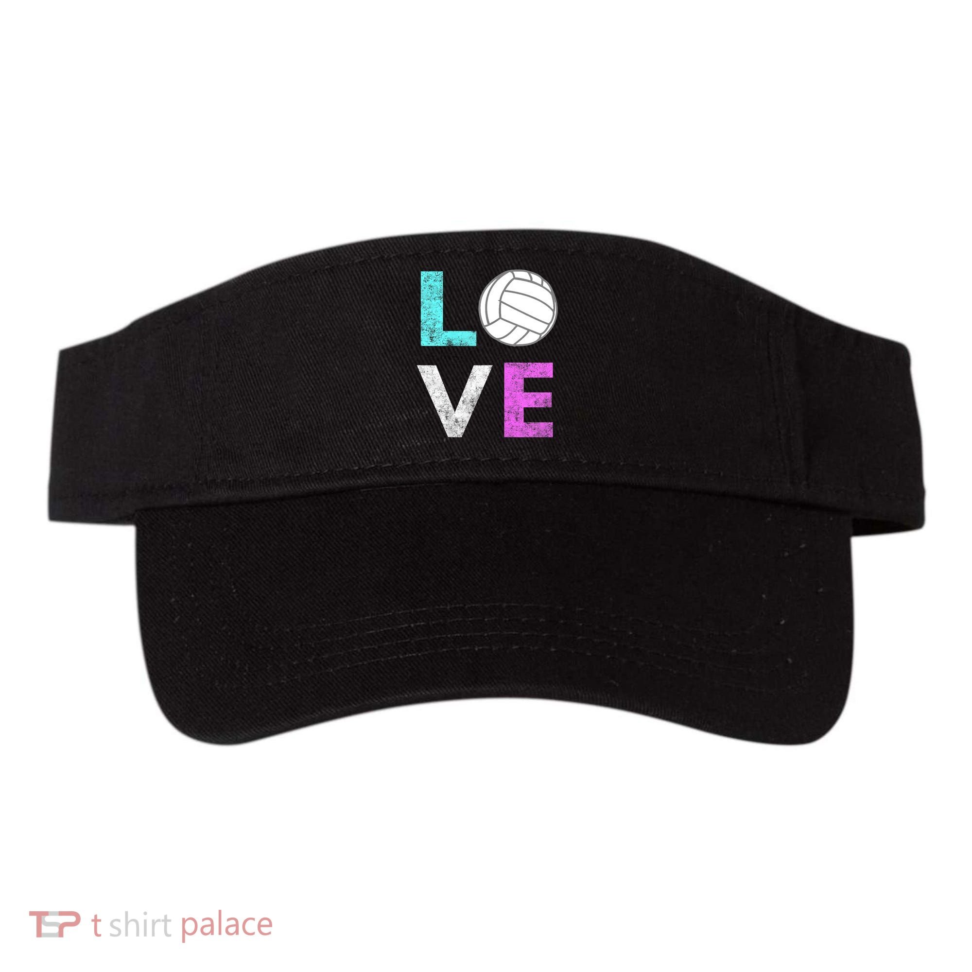 Girls Love Volleyball Best Fun Birthday Gift TShirt Visor