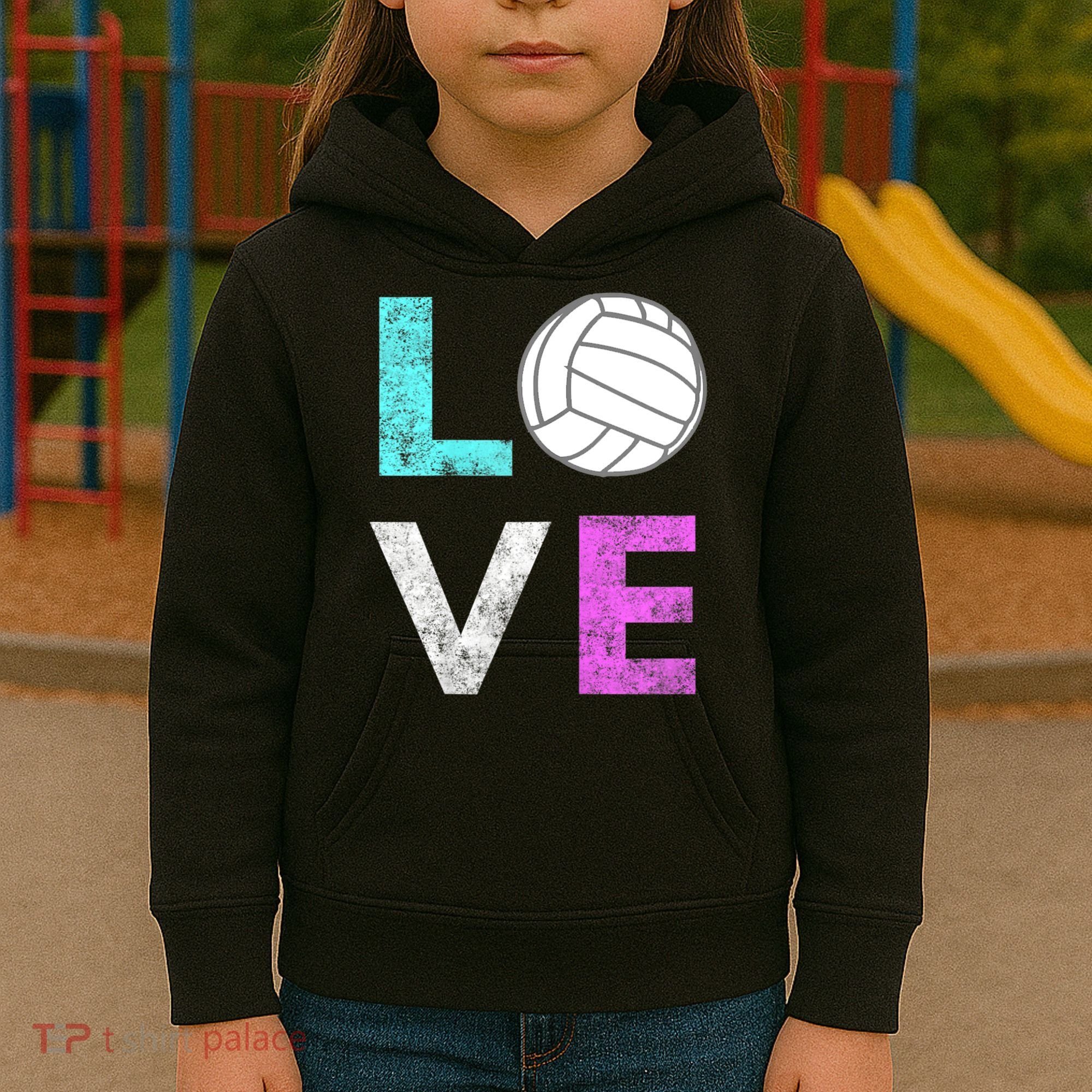 Girls Love Volleyball Best Fun Birthday Gift TShirt Kids Hoodie