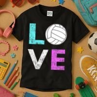 Girls Love Volleyball Best Fun Birthday Gift TShirt Kids T-Shirt thumb 3