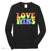 Groovy Love Wins Rainbow Pride Flag Colors LGBT Queer Ally Long Sleeve Shirt thumb 0
