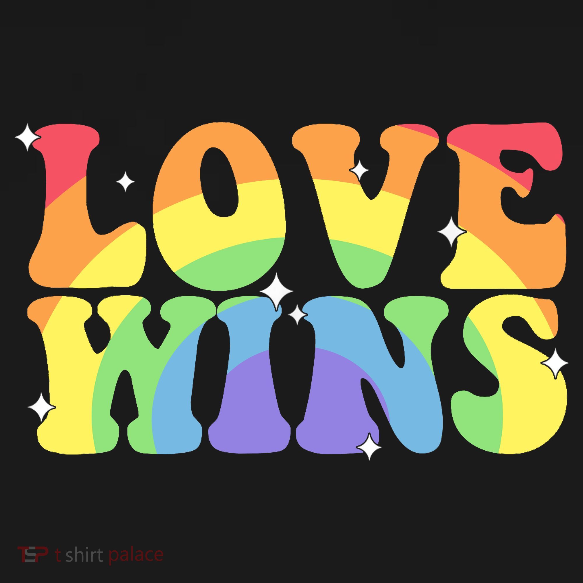 Groovy Love Wins Rainbow Pride Flag Colors LGBT Queer Ally Tank Top