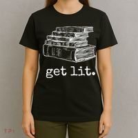 Get Lit With Books Funny Meme Gift For Book Lover, Reading TShirt T-Shirt thumb 4