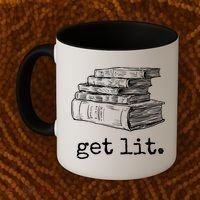 Get Lit With Books Funny Meme Gift For Book Lover, Reading TShirt Coffee Mug thumb 2