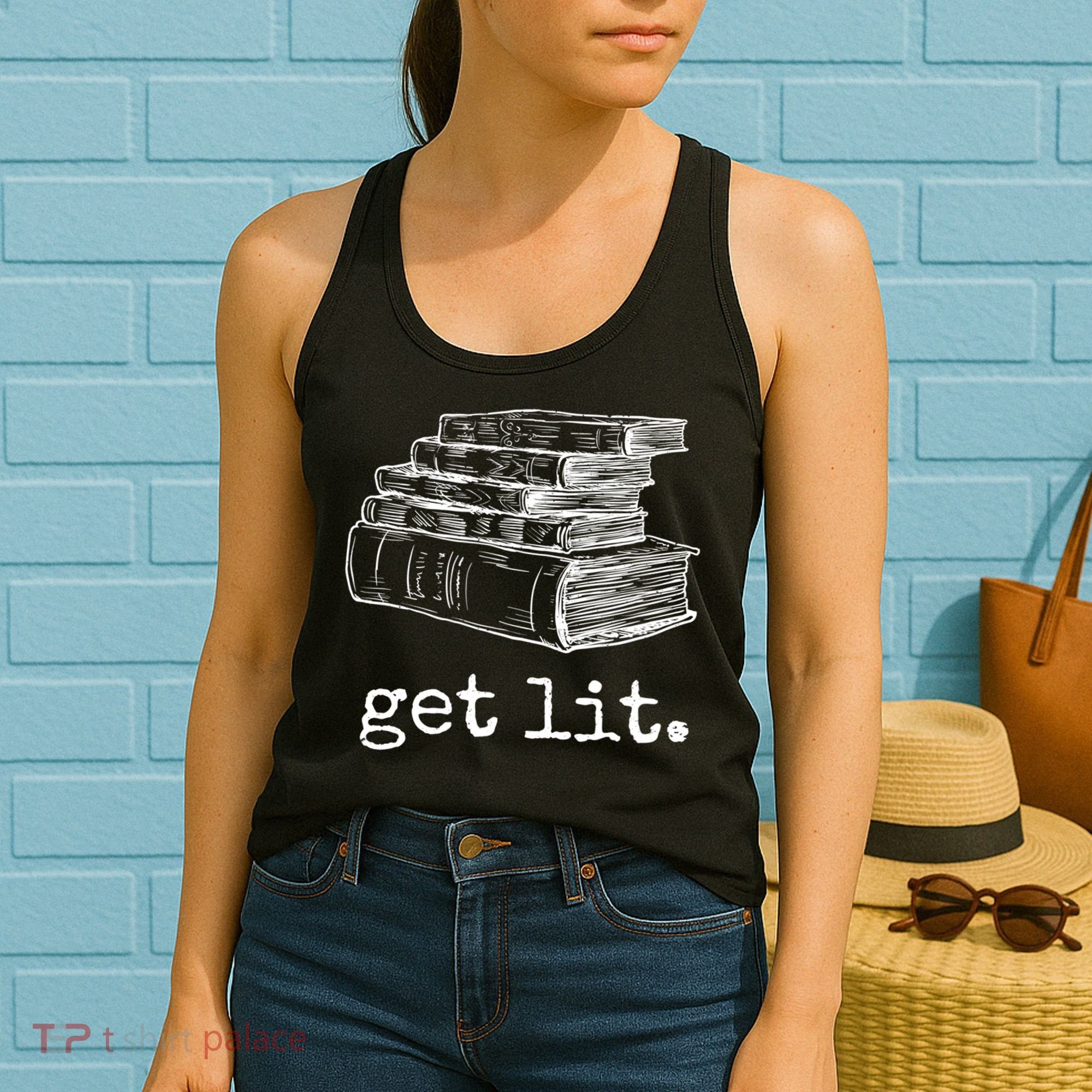 Get Lit With Books Funny Meme Gift For Book Lover, Reading TShirt Women's Tank Top