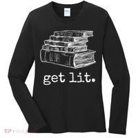 Get Lit With Books Funny Meme Gift For Book Lover, Reading TShirt Women's Long Sleeve Shirt thumb 0