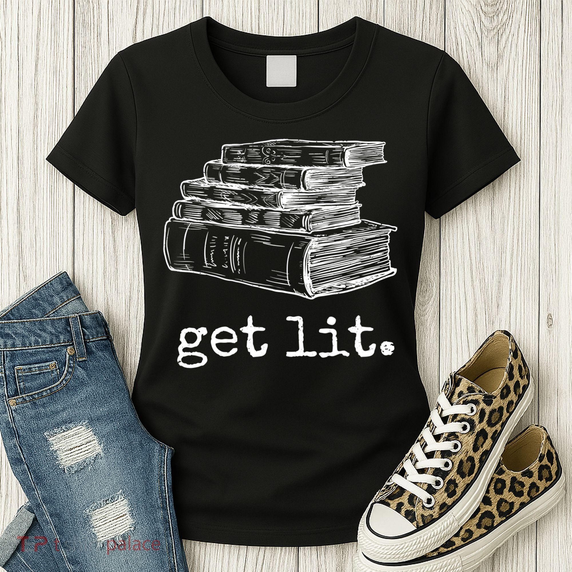 Get Lit With Books Funny Meme Gift For Book Lover, Reading TShirt Women's T-Shirt