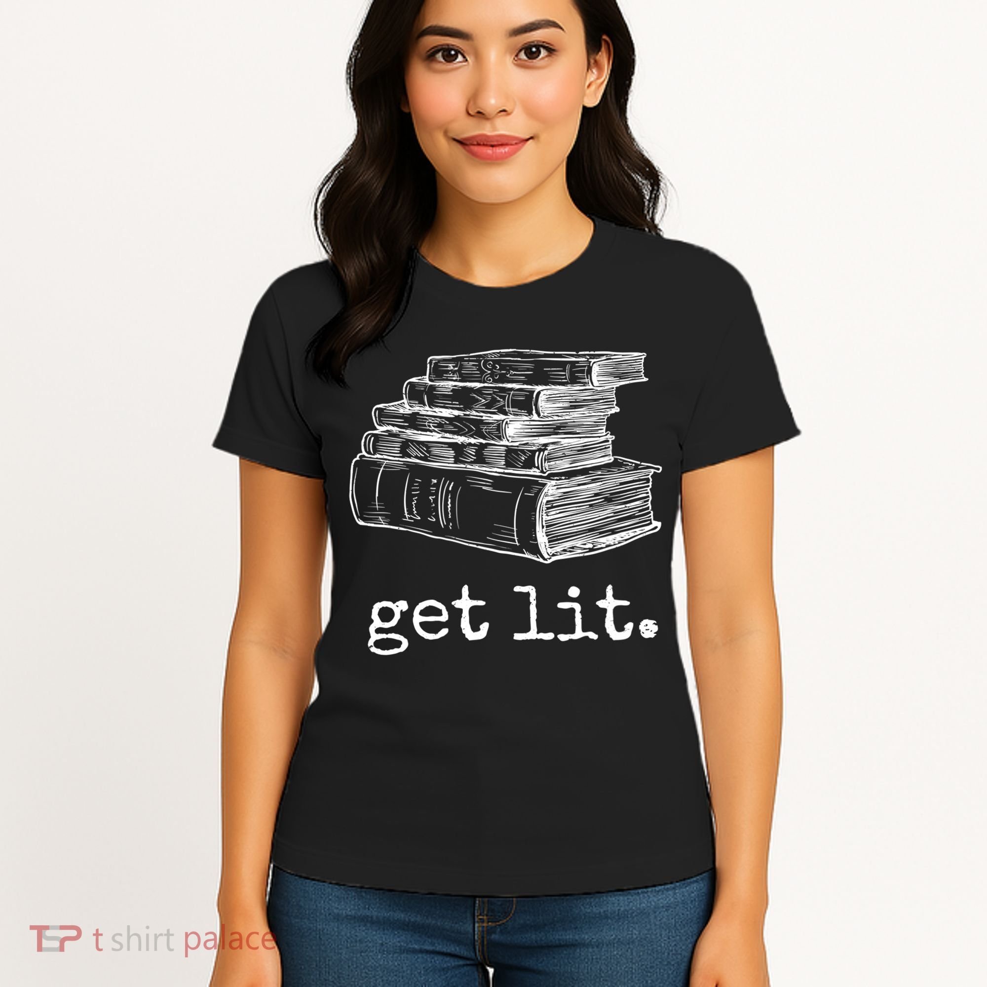 Get Lit With Books Funny Meme Gift For Book Lover, Reading TShirt Women's T-Shirt
